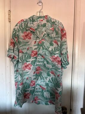croft & barrow Tropical Floral Button-Down Shirt - Green & Pink